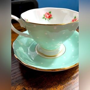 Royal Albert Mint green Polka Dot Tea Cup Saucer